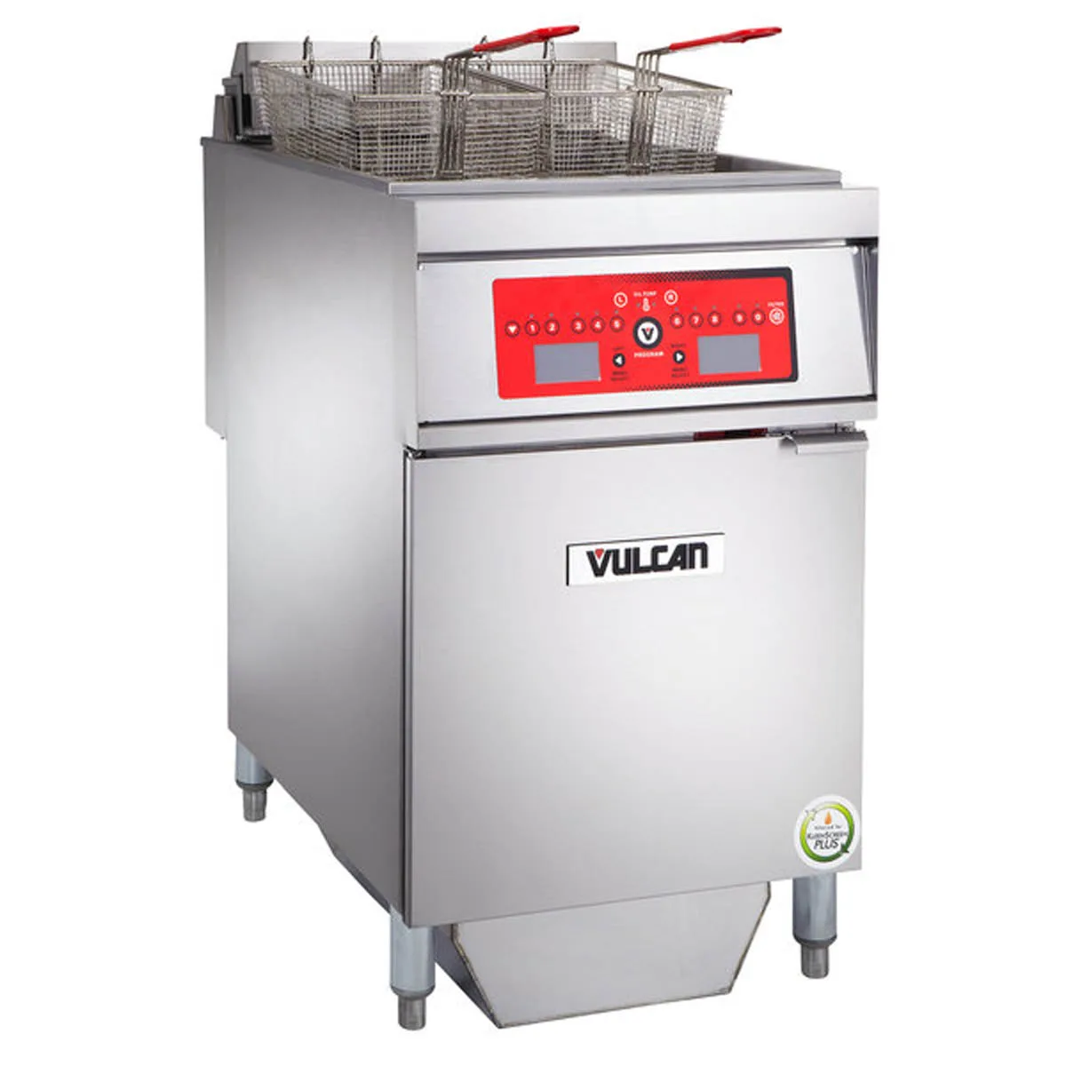 Vulcan 1ER85CF Full Pot Floor Model Electric Fryer w/ 85-lb., Computer Controls, Twin Baskets