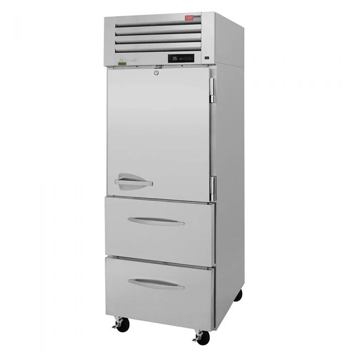Turbo Air PRO-26R-D2-N 29" 1-Section Reach-In Refrigerator w/ Solid Half Door & 2 Drawers, Top Mount, Stainless Steel, 25 cu. ft.