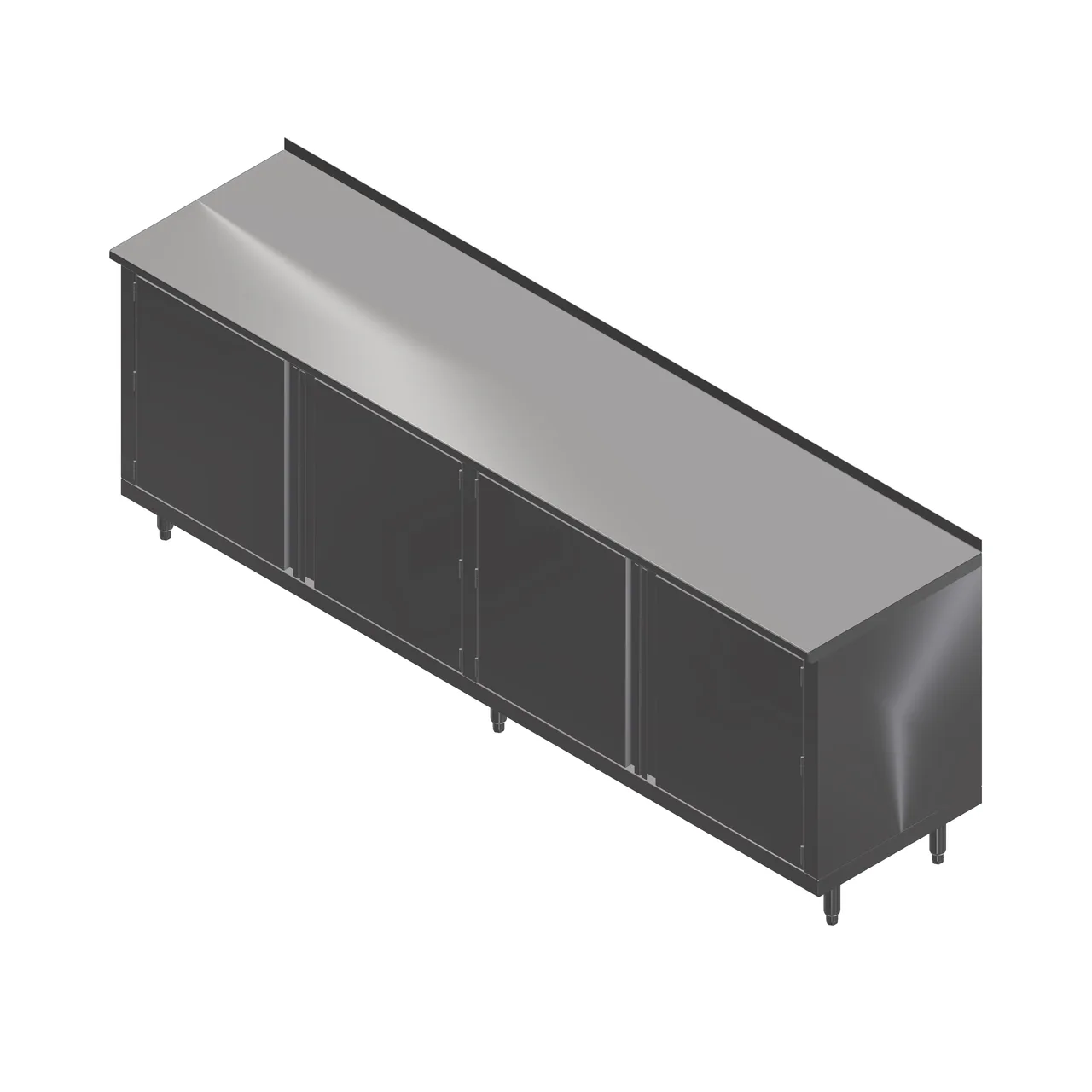 John Boos 4CH4R1.5-36144 144" Work Table, Cabinet Base with (3) Sets of Hinged Doors