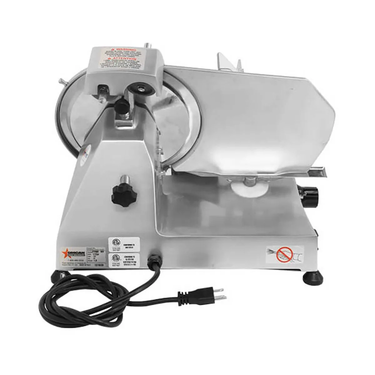 Omcan USA 13620 Meat Slicer – Gravity Feed, 10” Carbon Steel Blade, 1/3 HP 120V 60Hz, Anodized Al Body