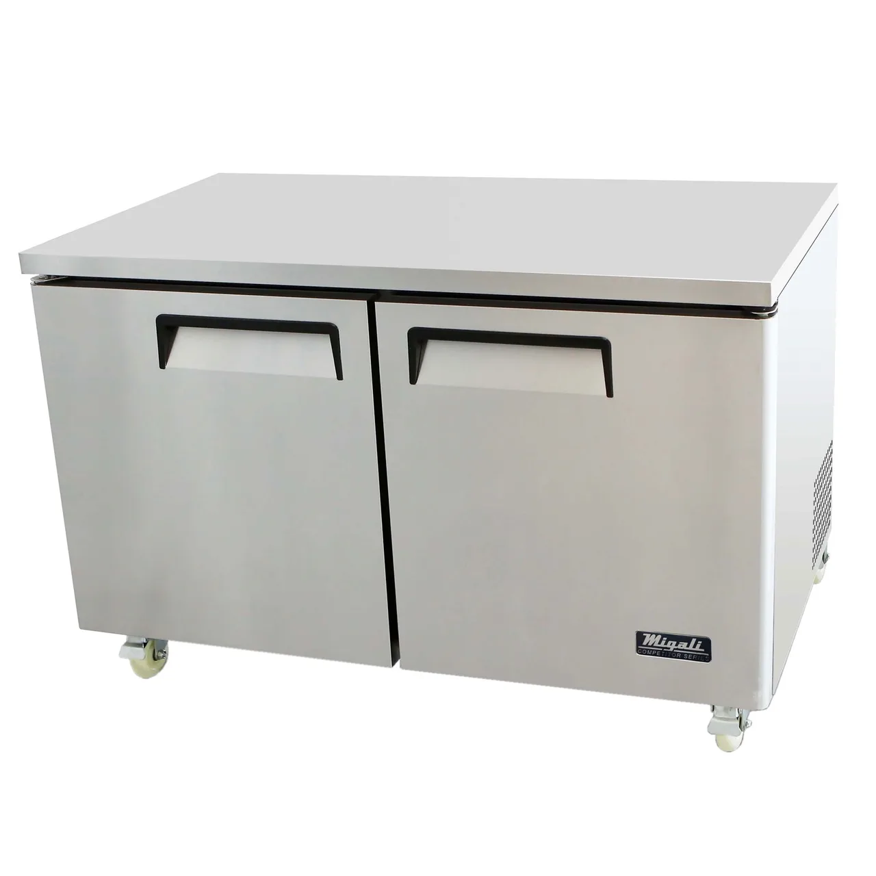 Migali C-U60F-HC 60" 2-Door Undercounter Freezer, Stainless Steel, 18.2 Cu. Ft.