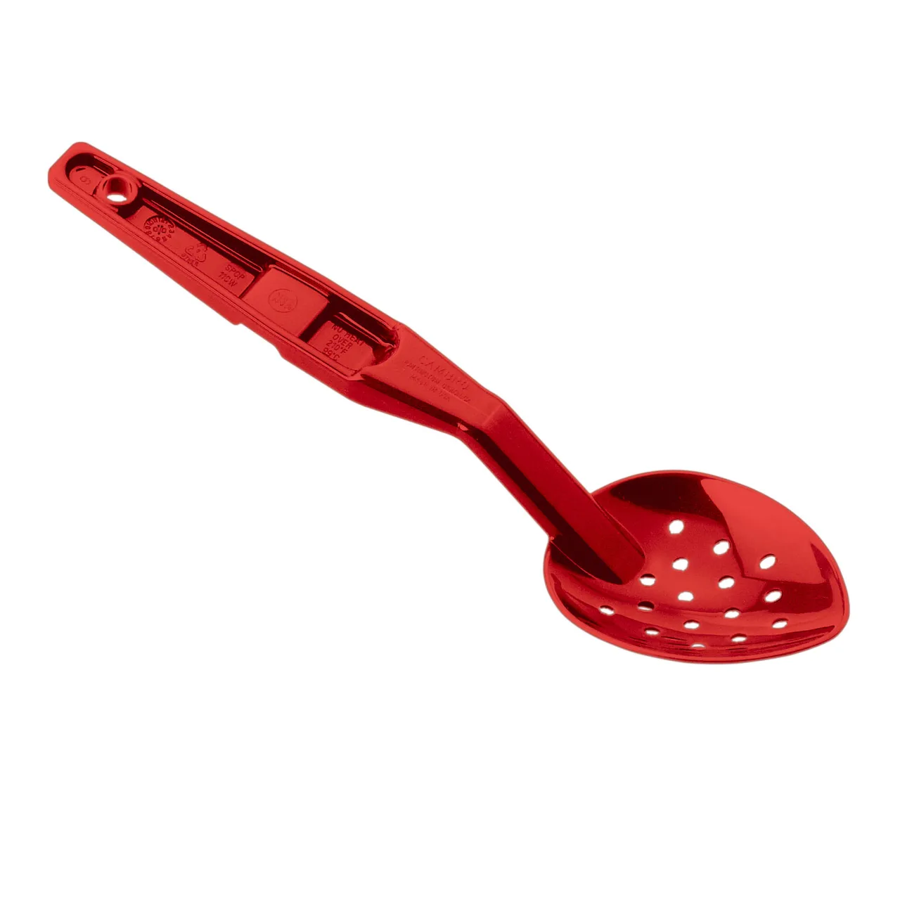 Cambro SPOP11CW404 - 11" Red Deli Spoon, Plastic, Perforated, Notched, Hole, NSF, Dishwasher Safe