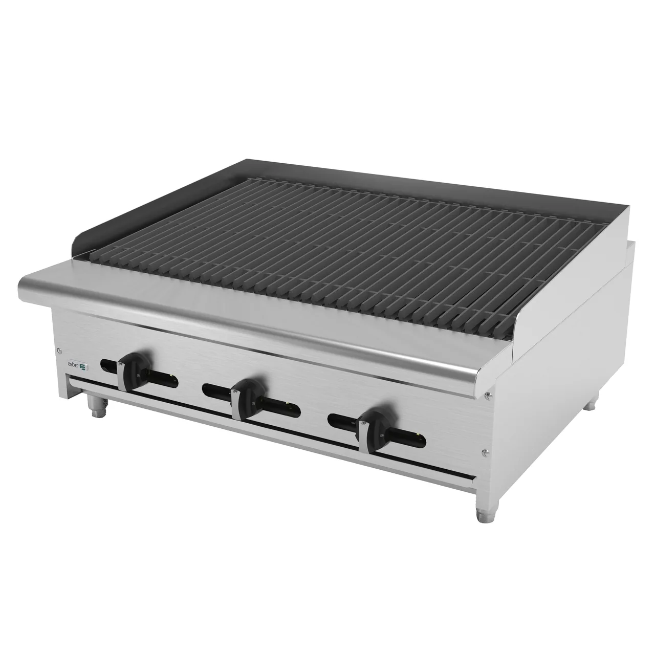 Asber AERB-36 36" Countertop Gas Radiant Charbroiler w/ (6) Burners, 120.000 BTU