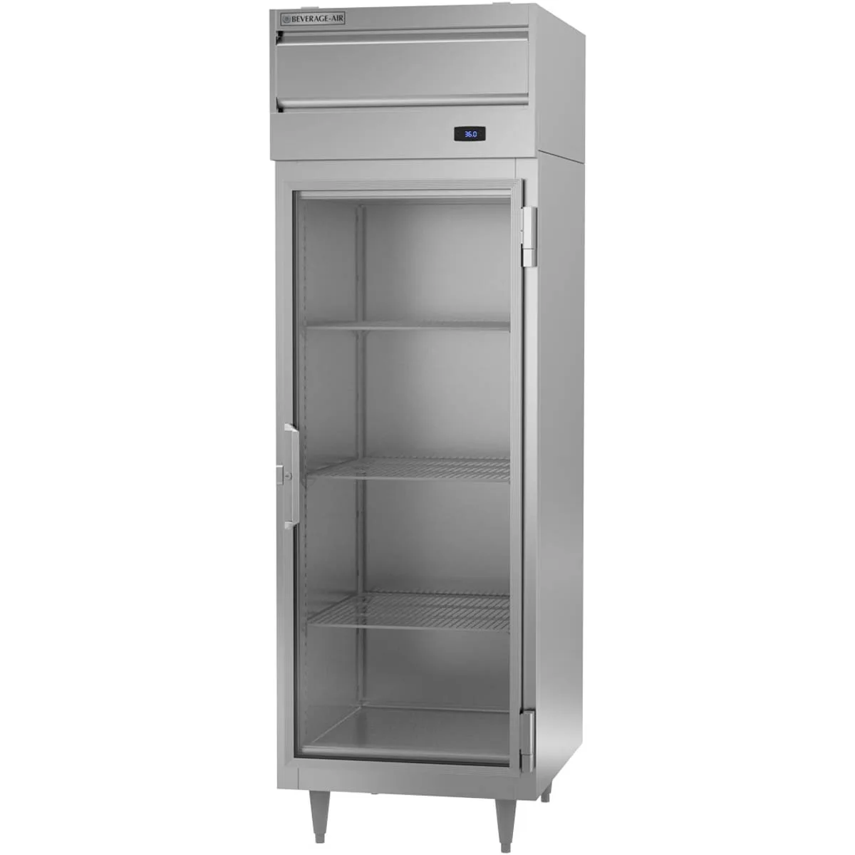 Beverage Air PR1HC-1BG 26" 1-Section Reach-In Refrigerator w/ Glass Full Door, Top Mounted, Aluminum Interior, 21 cu. ft.