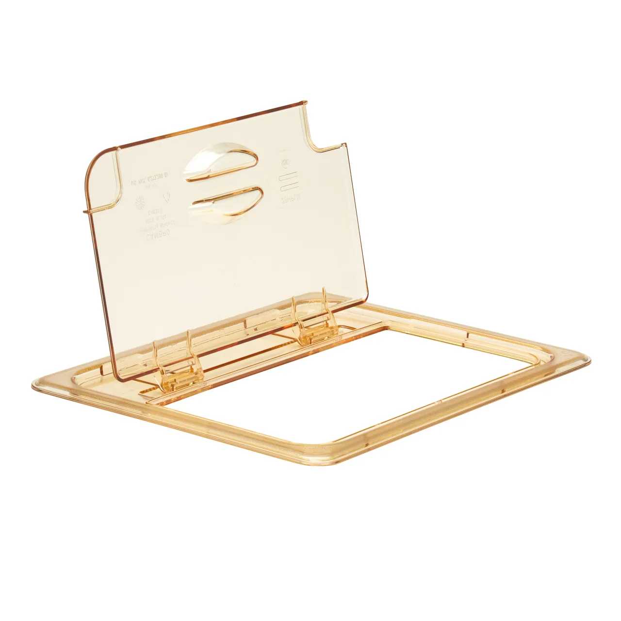 Cambro 20HPLN150 Heat H‑Pan FlipLid 1/2‑Size Amber Lid, Spoon‑Notched, Hinged, -40°F to 300°F NSF