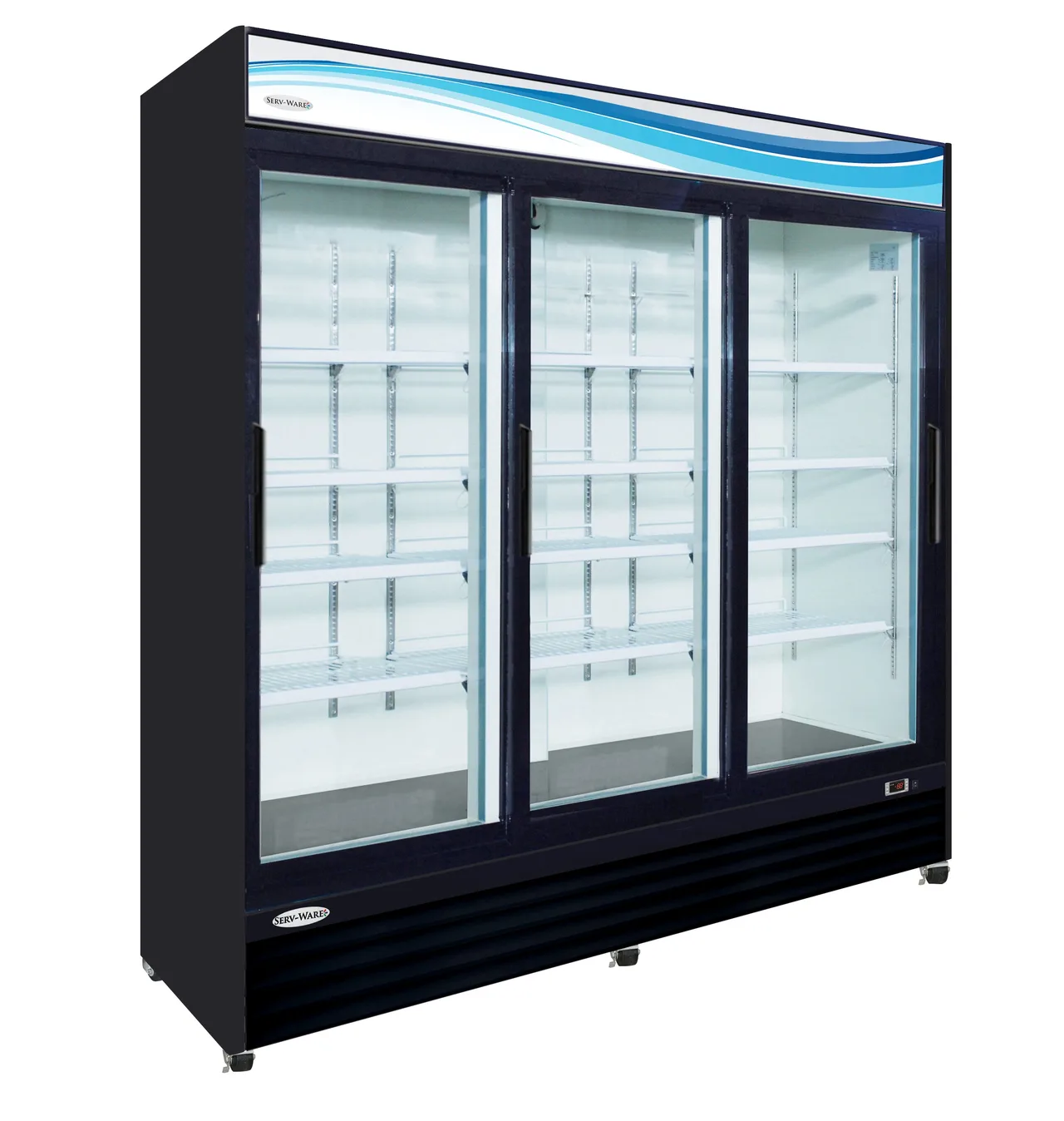 Serv-Ware GR72SB-HC 83" Black Merchandiser Refrigerator, 23 cu ft, Glass Door, Auto‑Defrost