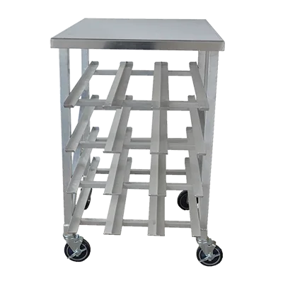 Omcan USA 27770 Stainless Steel Can Rack with Table Top, 5" Casters