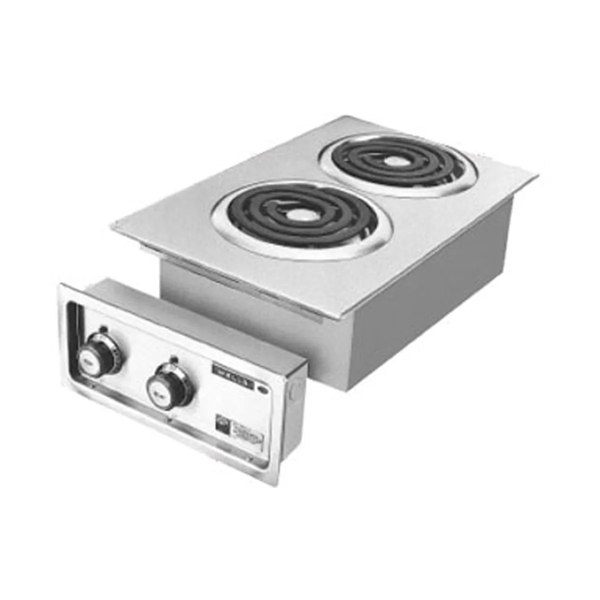 Wells H-636 15" Electric Built-In Hotplate w/ (2) Spiral Burners, Infinite Controls, 208/240v