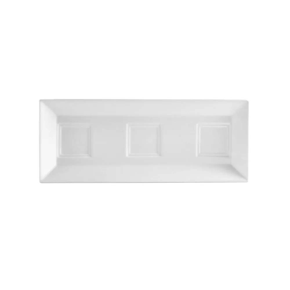 CACChina CTY-RT10 Platter, 12" L x 4-3/4" W x 1" H, Porcelain White, Holds 3 CTY-33/34/C8 - Dozen