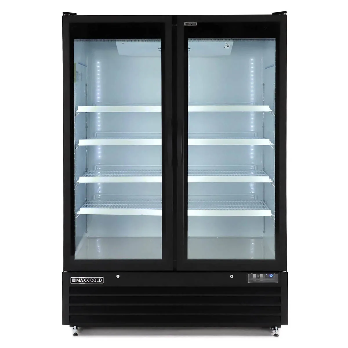 Maxx Cold MXGDM-50FBHC - 54" Glass Door Freezer, Black, 50 cu ft, 1‑1/4 HP, Lockable Doors