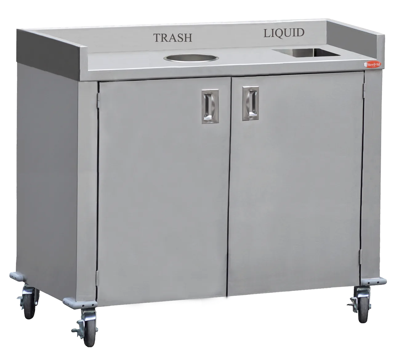 Steril-Sil MTC48-1-DMP Mobile Trash/Recycling Counter with Dump Basin