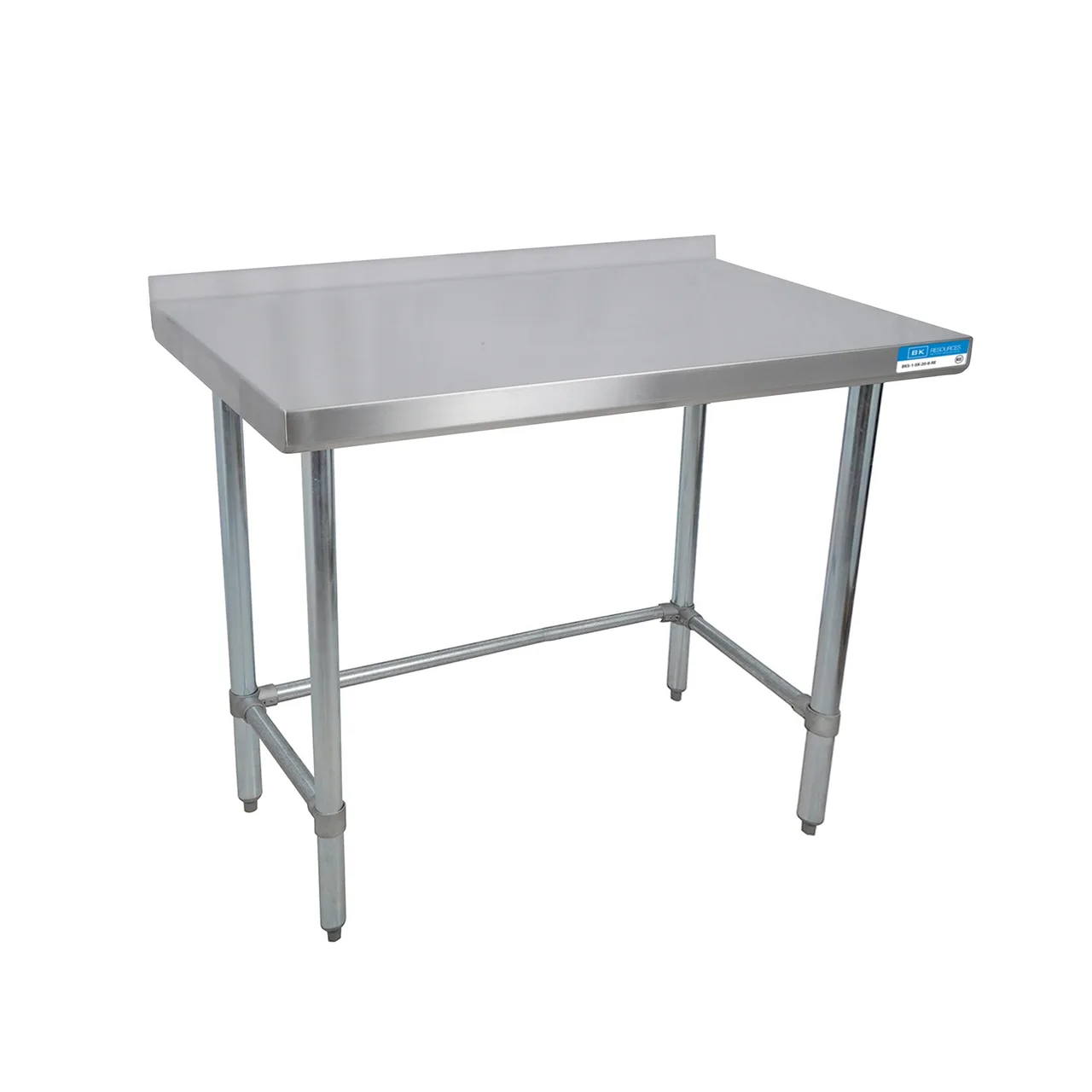 BK Resources SVTROB-3624 36" Open Base Work Table with Side & Rear Crossrails, 1-1/2" Backsplash