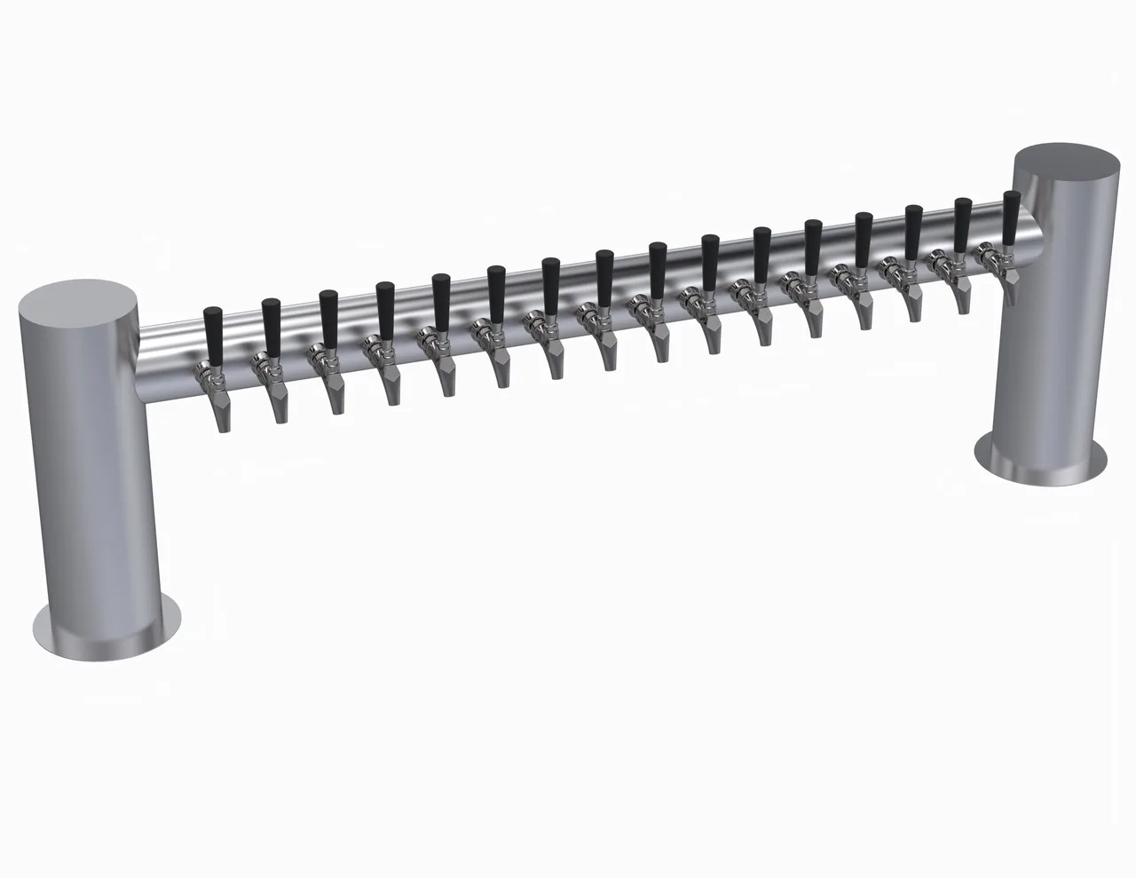 Krowne KMH-16S Draft Beer Tower, 16‑Faucet Glycol‑Cooled, 65" Flange, Stainless Steel, 2‑Column