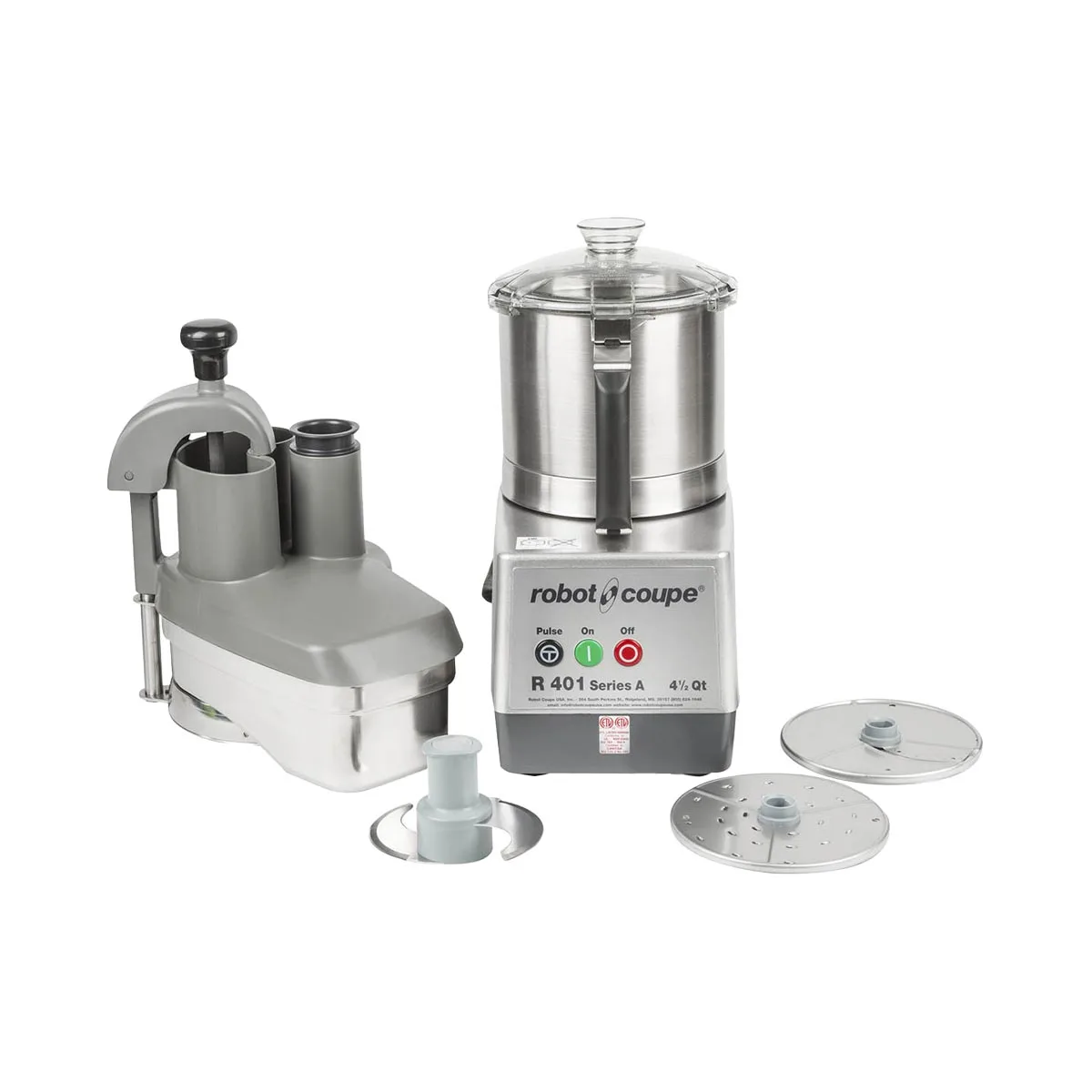 Robot Coupe R401 Combination Food Processor, 4.5L Stainless Steel Bowl with Handle, 1.5 HP, 1725 RPM