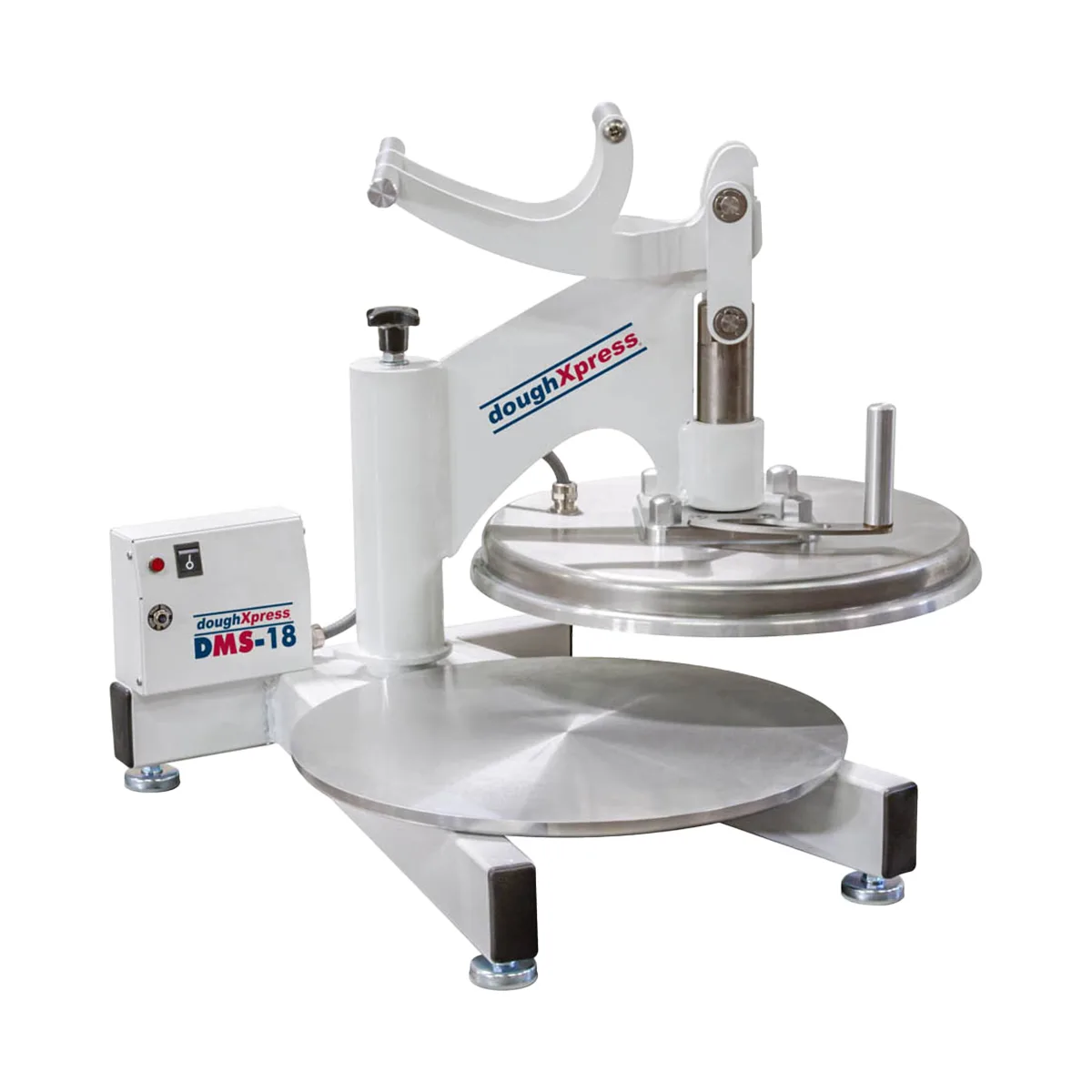 DoughXpress DMS-18-120 18" Manual Pizza Dough Press with Single Heat and Analog Temperature Control