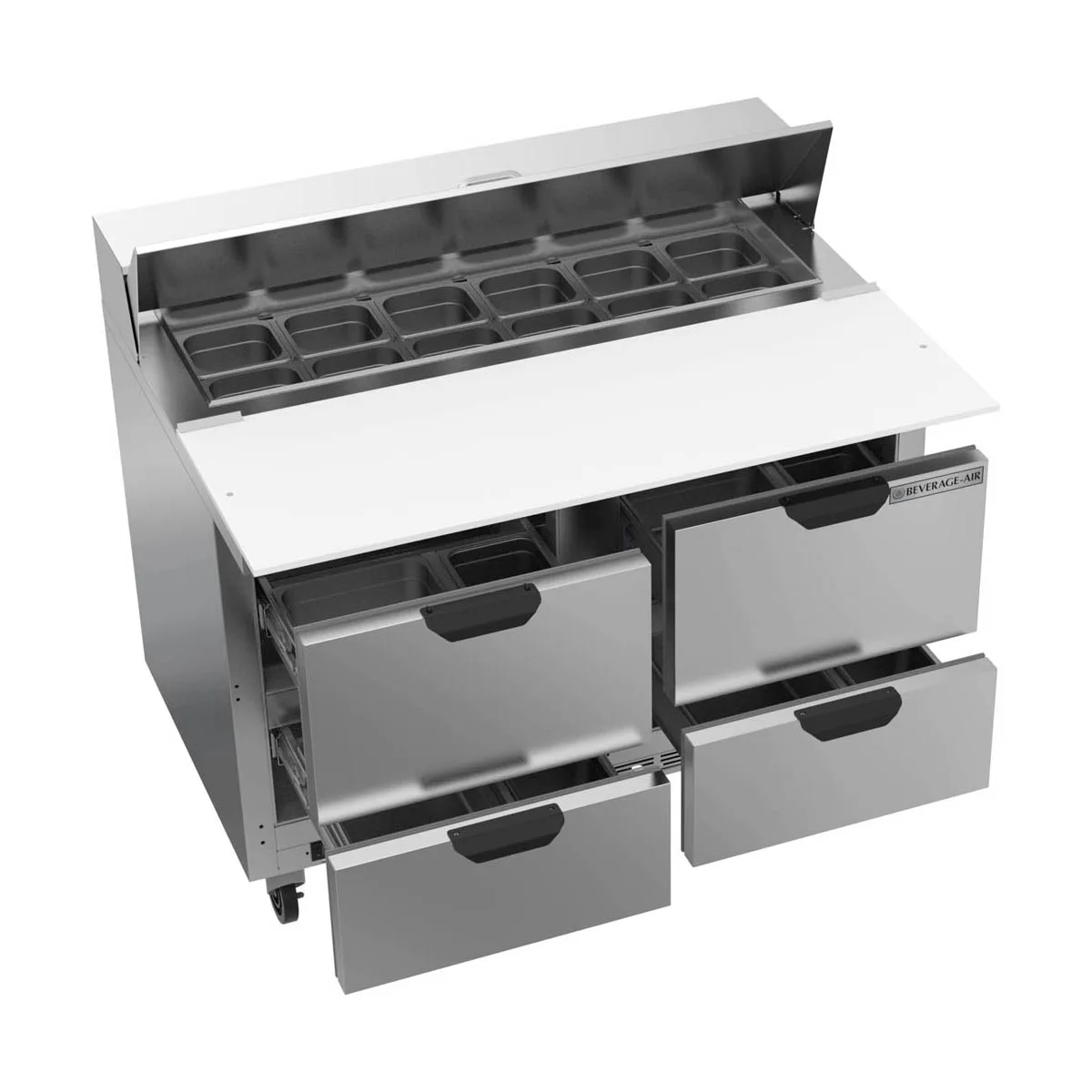 Beverage Air SPED48HC-12C-4 48" Two Section Sandwich/Salad Prep Table w/ 4 Drawers, 12 Pans