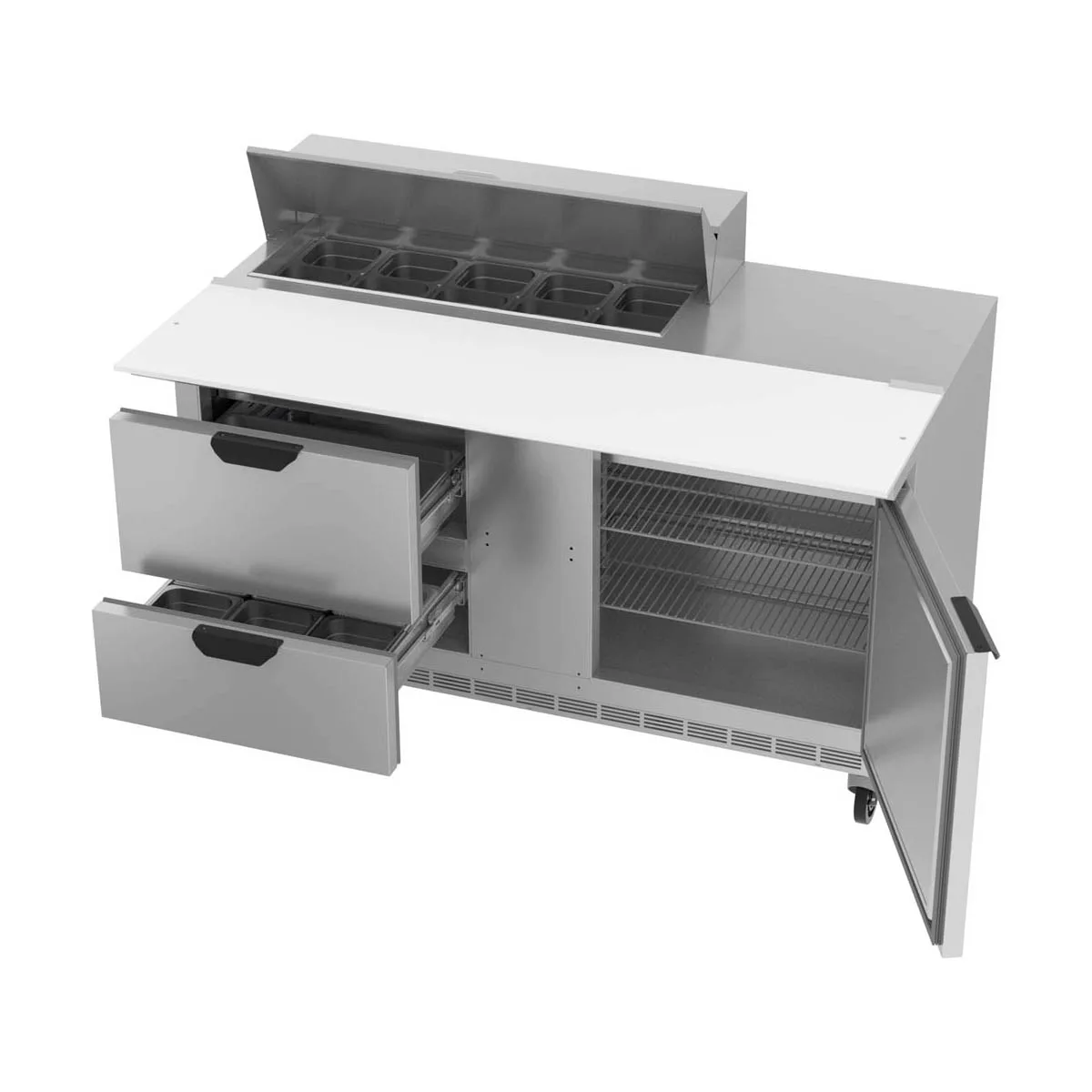Beverage Air SPED60HC-10C-2 60" Two Section Sandwich/Salad Prep Table w/ 2 Drawers & 1 Door, 10 Pans