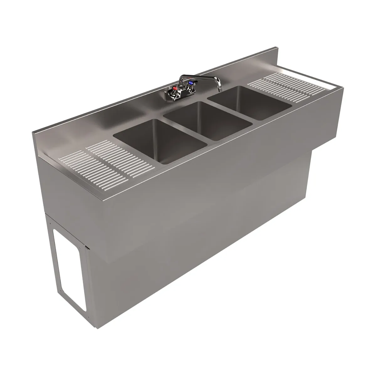 BK Resources UBB-18-360TS Underbar Sink Units, 3 Compartment with 2 Drainboards