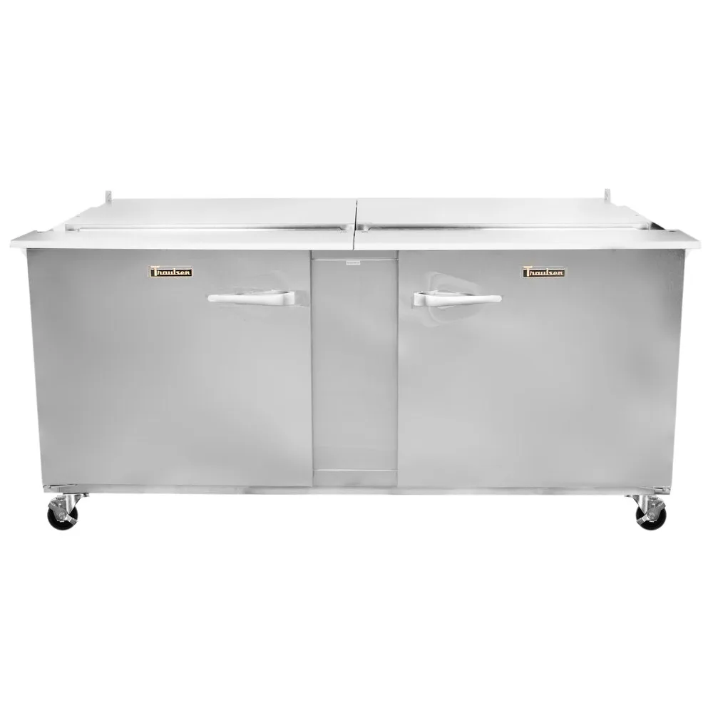 Traulsen UST7224-LR-SB 72" 2-Door Sandwich and Salad Prep Table, 24 Pans, Stainless Steel