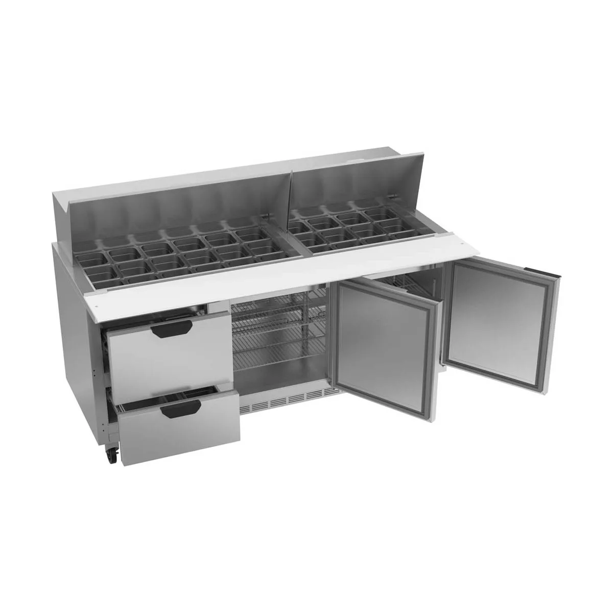 Beverage Air SPED72HC-30M-2 72" Mega Top Sandwich/Salad Prep Table w/ 2 Drawers and 2 Doors, 30 pans