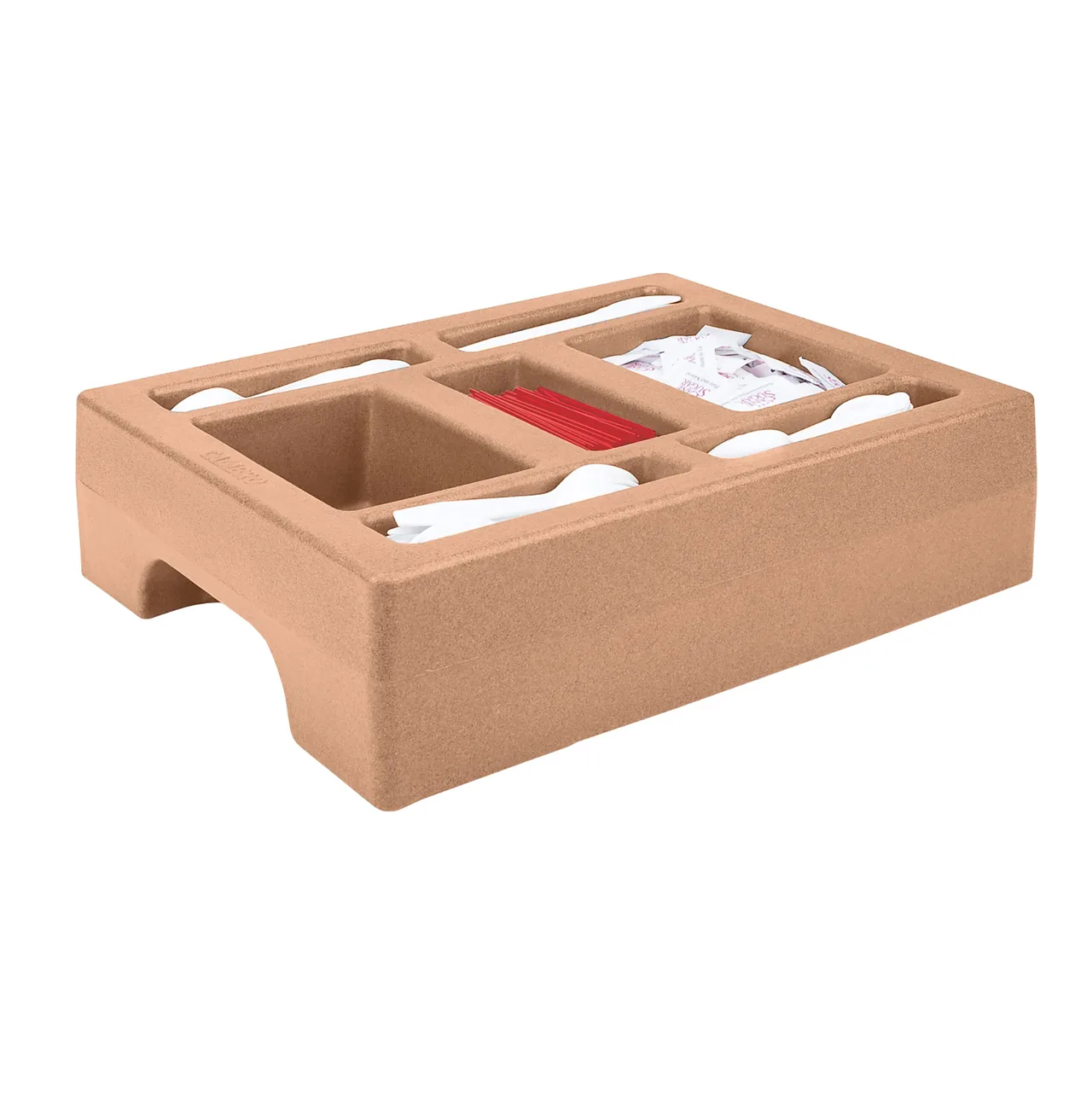 Cambro LCDCH10157 3-Section Condiment Holder, 16"W x 20"D x 4-13/16"H, Plastic, Coffee Beige