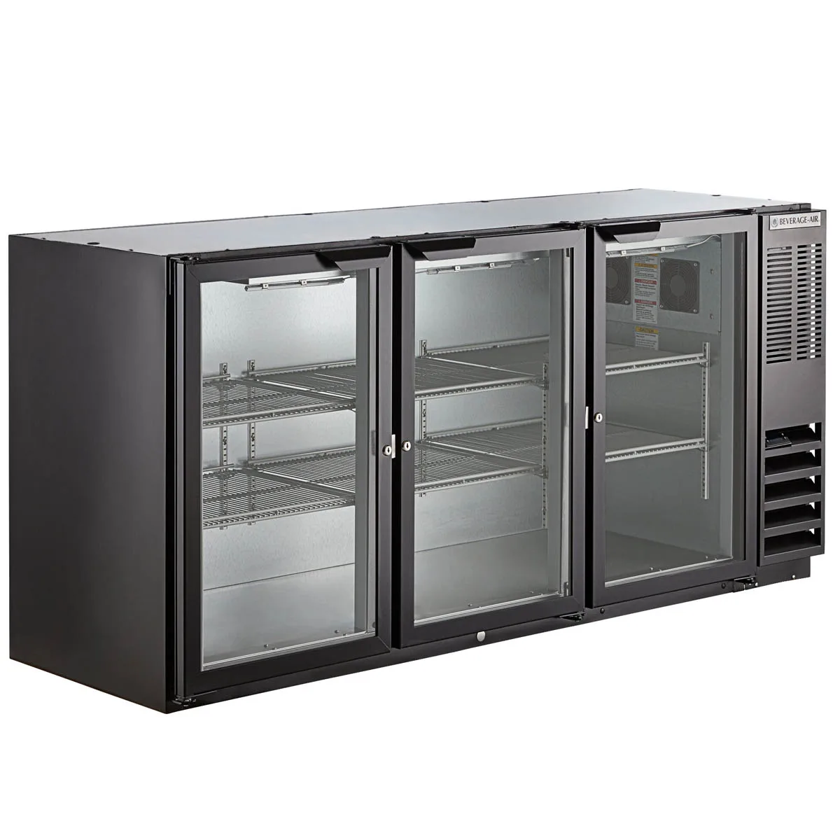 Beverage Air BB72HC-1-G-B 72" Three Section Back Bar Cooler with Glass Door, 19.92 cu. ft.