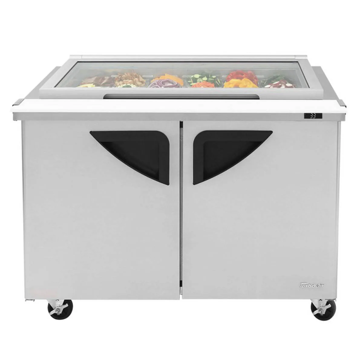 Turbo Air TST-48SD-18-N-GL 48" Mega Top Sandwich/Salad Prep Table w/ 2 Doors, 18 Pans