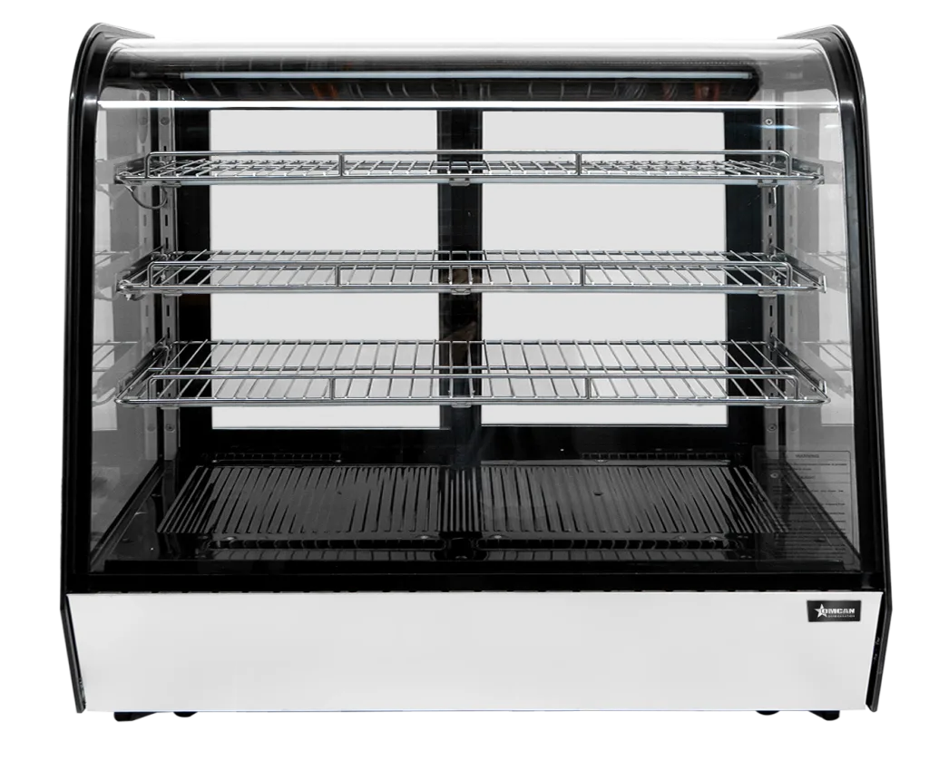 Omcan USA 47968 60" Countertop Case, 9.78 cu.ft, Glass, 2 Sliding Doors, 3 Shelves, Control, 800W