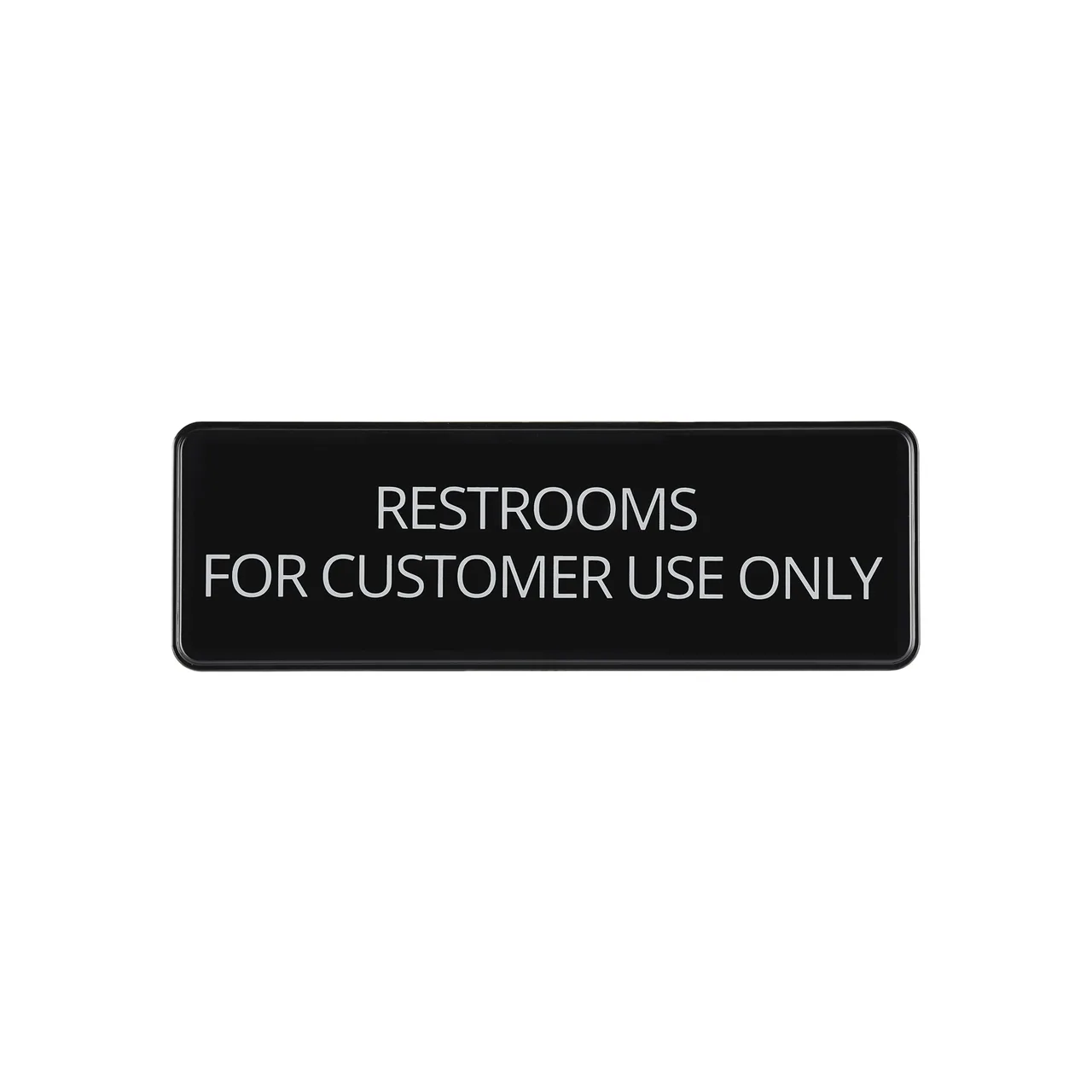 CAC China SCE3-RC25 Compliance Sign, 9" x 3", English, Black Plastic, Restrooms Only