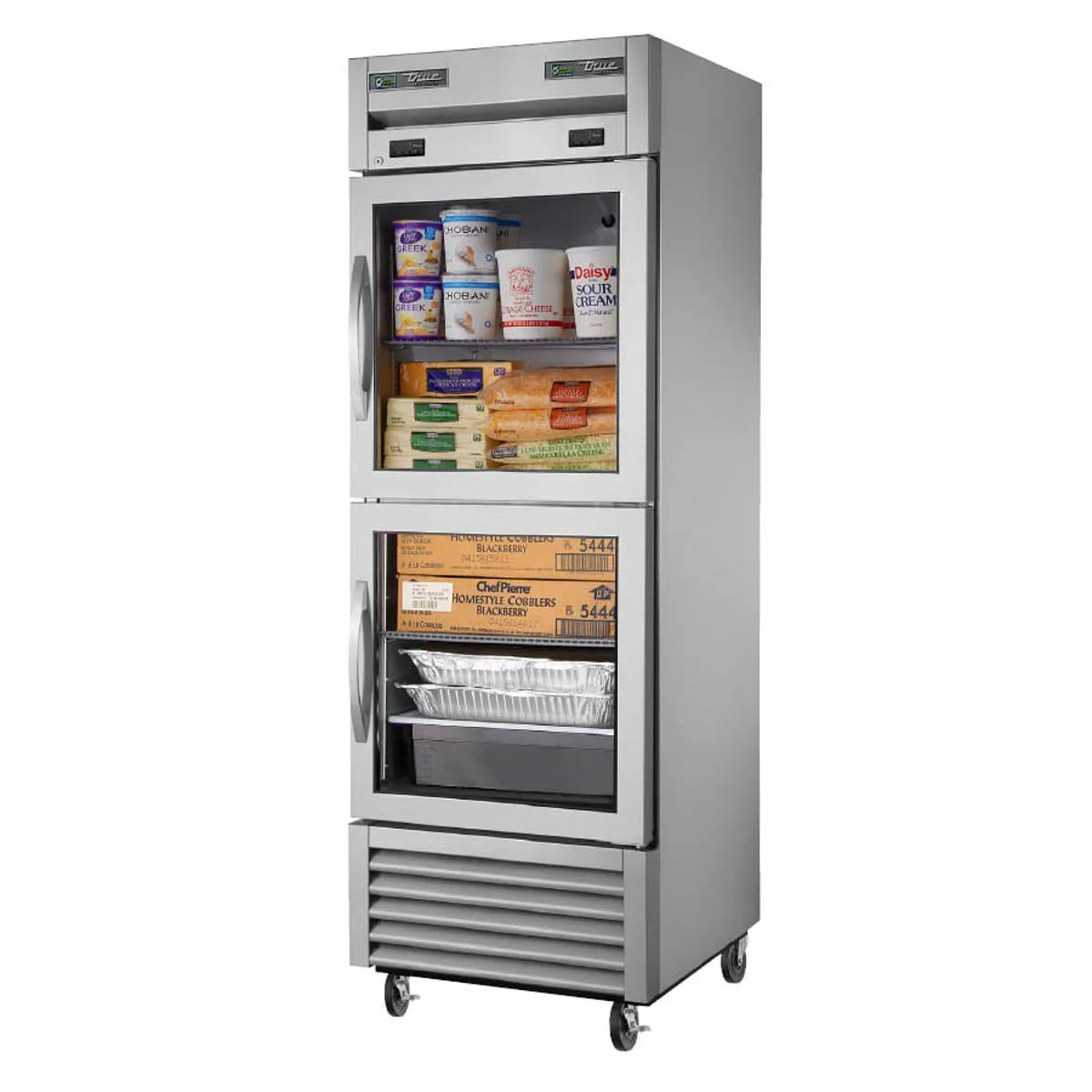 True T-23DT-G-HC~FGD01 27" 1-Section Reach-In Refrigerator Freezer Combo w/ 2 Half Glass Doors