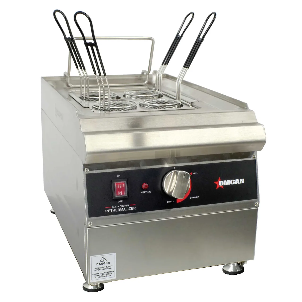 Omcan USA 47503 2.37 Gallon-9 Liter Countertop Electric Pasta Cooker, 1 Tank, 240V, 3600W