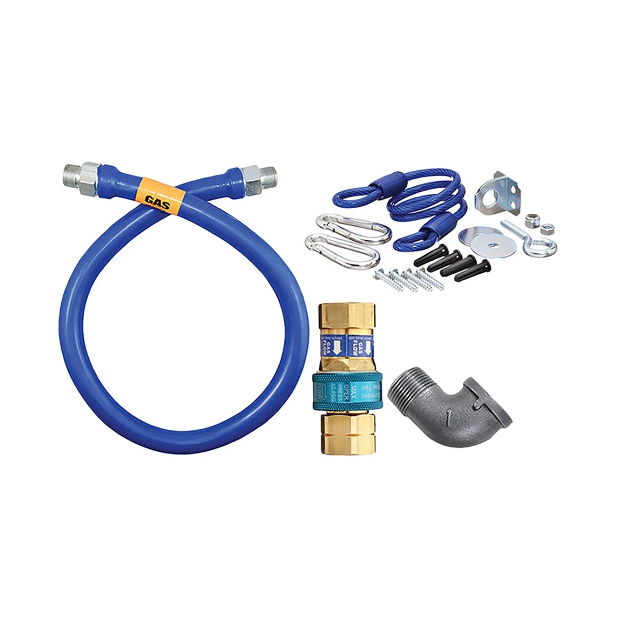 Dormont 1675BPQR24 SnapFast 24" Gas Connector Kit w/ Elbow and Restraining Cable, 3/4" Diameter