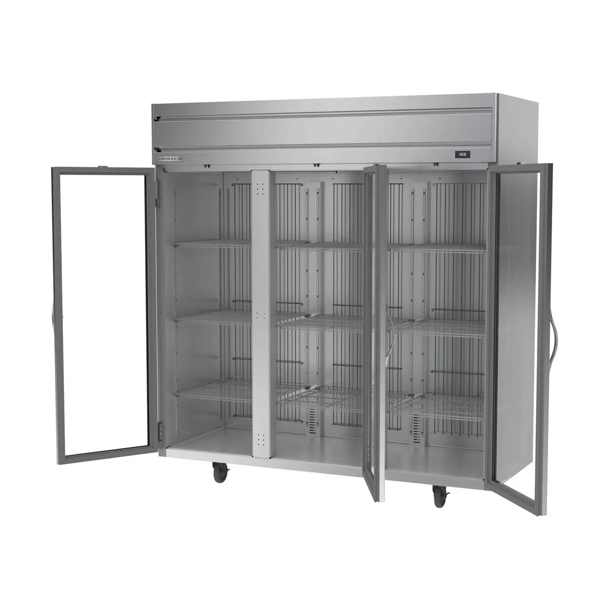 Beverage Air HFS3HC-1G 78" 3-Glass Door Reach-In Freezer, Top Mount, 69.1 cu. ft., Stainless Steel Front