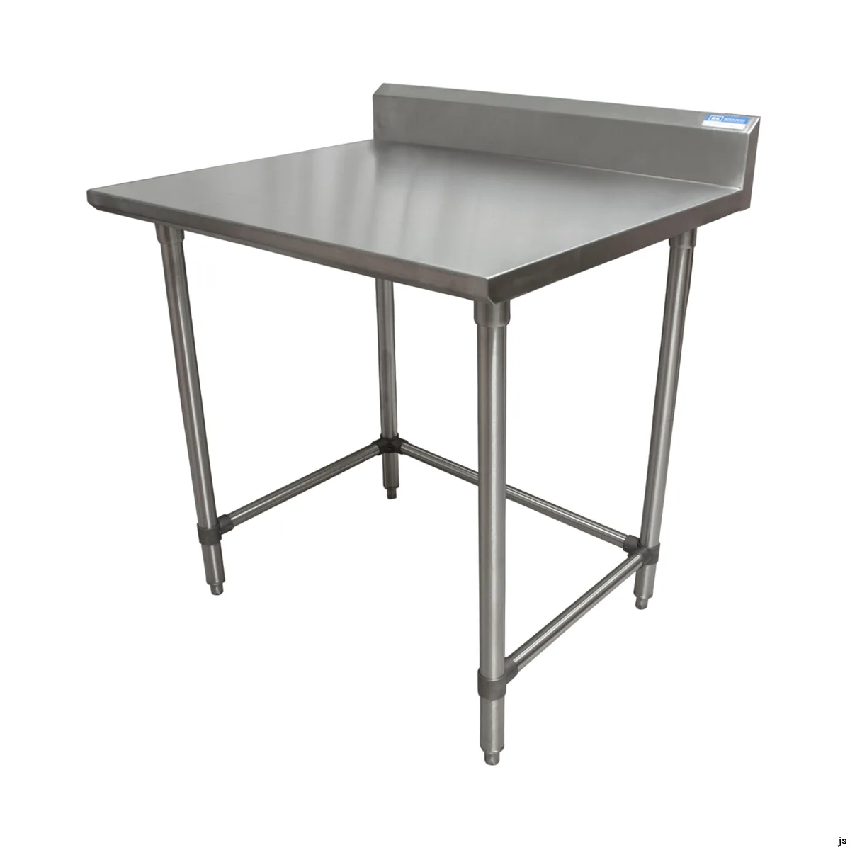 BK Resources CVTR5OB-4824 48" Open Base Work Table w/ Side & Rear Crossrails, 5" Backsplash / 16 Ga.