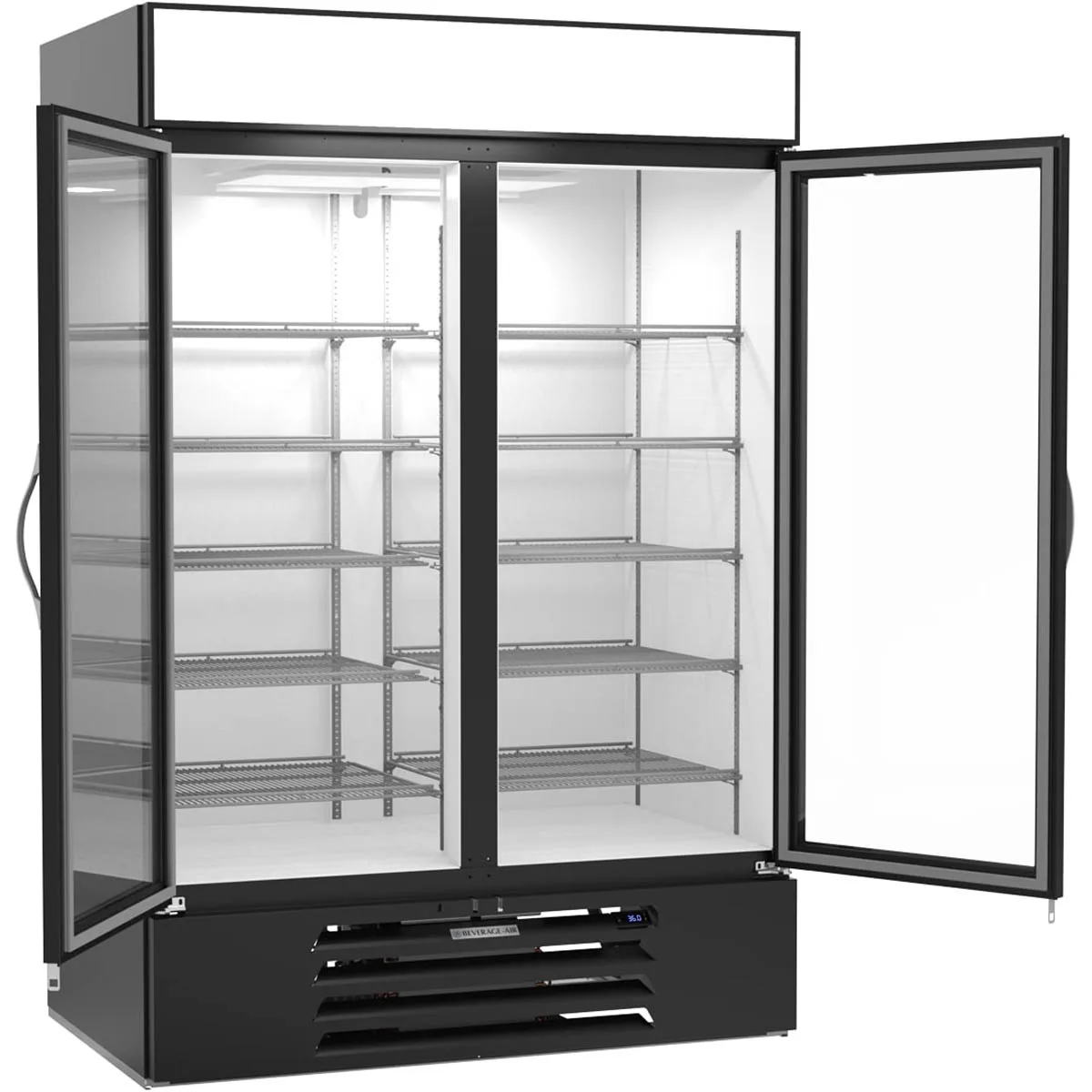 Beverage Air MMR49HC-1-B-IQ 52" Two Section Merchandiser Refrigerator in Black, 46.15 cu. ft.