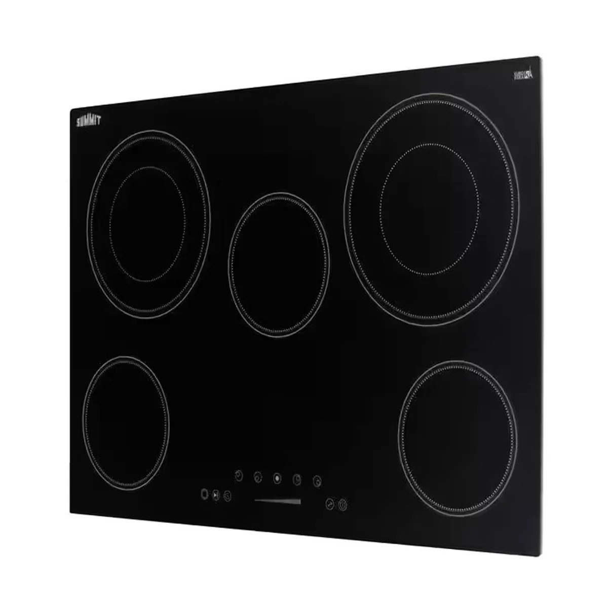 Summit CR5B30T7B 30" ElectricRadiant Cooktop w/ (5) Burners, Black Ceramic Glass, Digital Controls, 7.2 kW, 240v