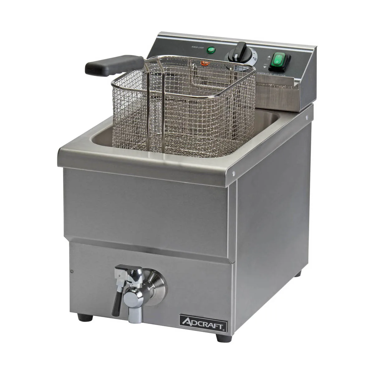 Adcraft DF-12L Single-Tank Countertop Electric Deep Fryer w/ Faucet, Fryer Basket, 25 lbs/hour