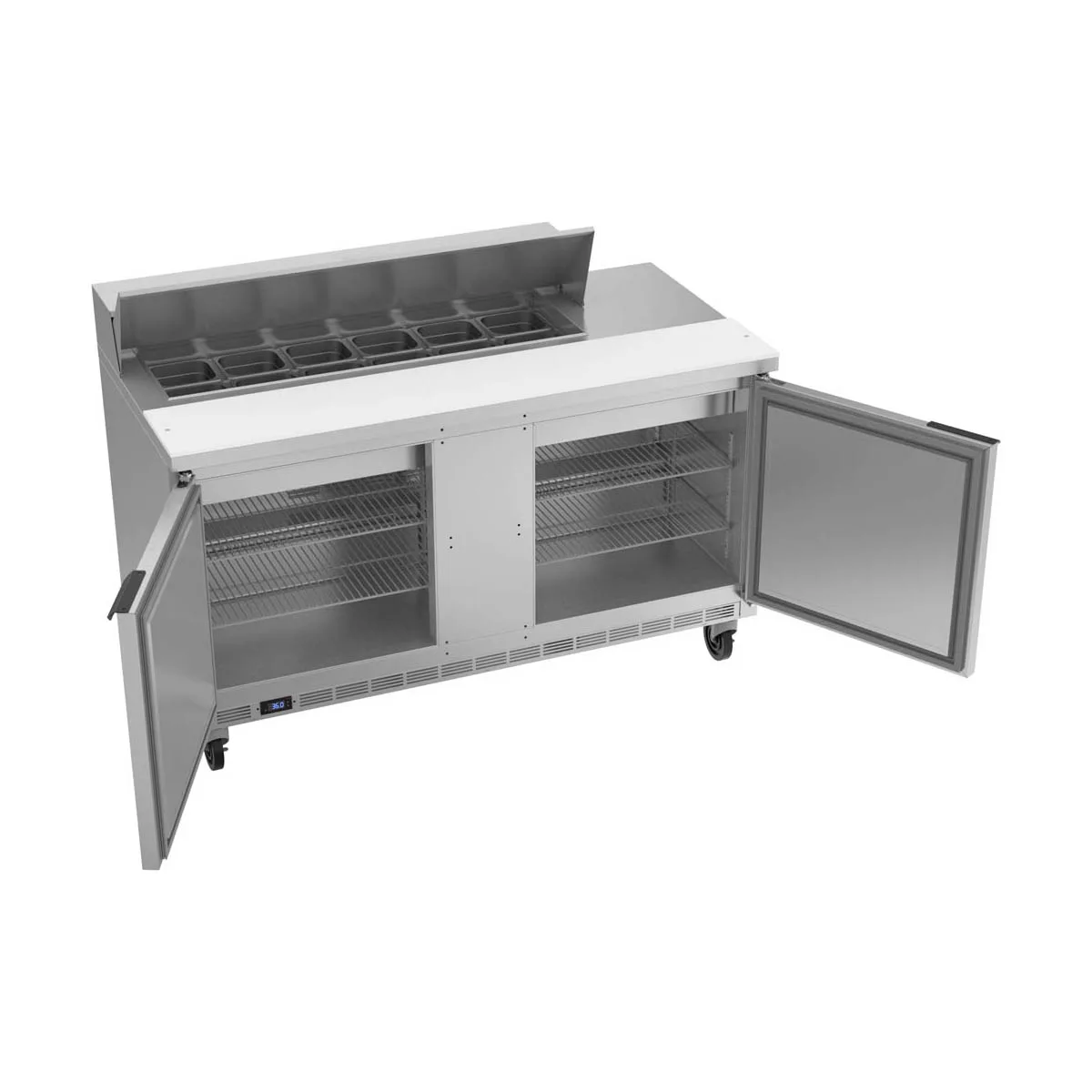 Beverage Air SPE60HC-12 60" Two Section Sandwich/Salad Prep Table w/ 2 Doors, 12 pans, 16 cu. ft.