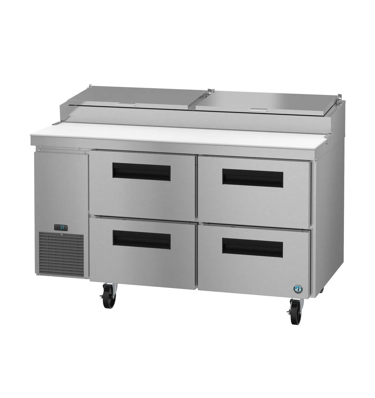 Hoshizaki PR60B-D4 60" 2-Section Refrigerated Pizza Prep Table w/ 4 Drawers, (8) 1/3 Size Pans
