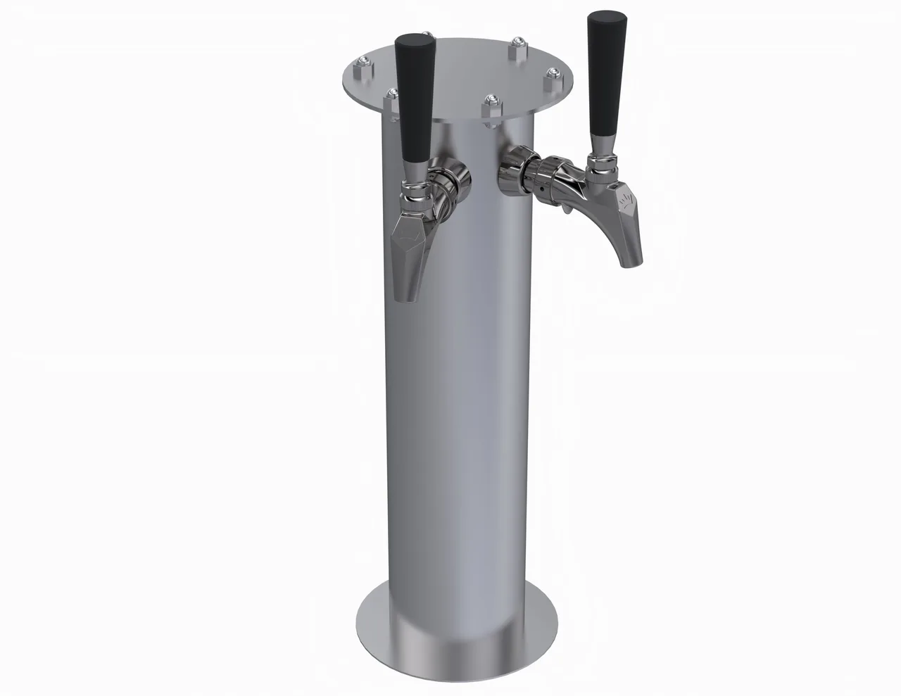 Krowne KF-2S Dual Faucet Draft Beer Tower, 17" Stainless Steel Finish 1‑3 Taps, Glycol Cooled