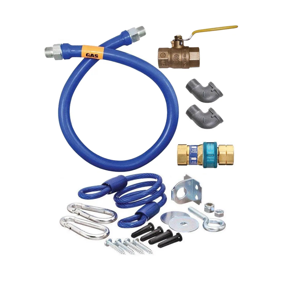 Dormont 1675KIT72 Deluxe SnapFast 72" Gas Connector Kit, Two Elbows, Restraining Cable, 3/4" Diameter