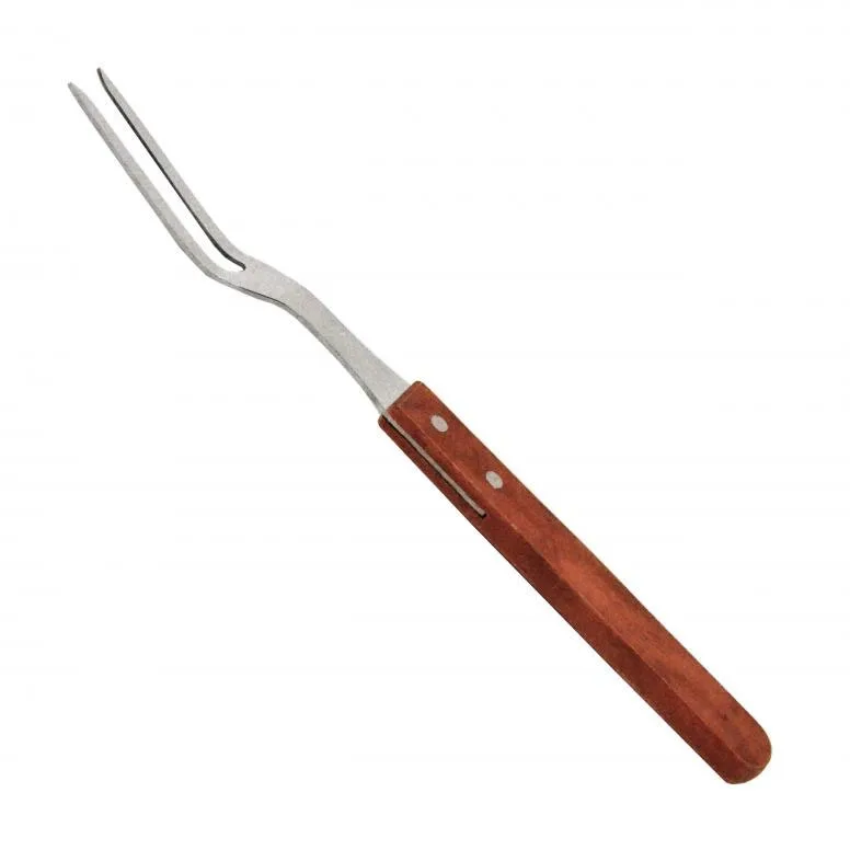 Omcan USA 80495 Pot Fork, 13" Length, Stainless Steel Tines with Short Wooden Handle