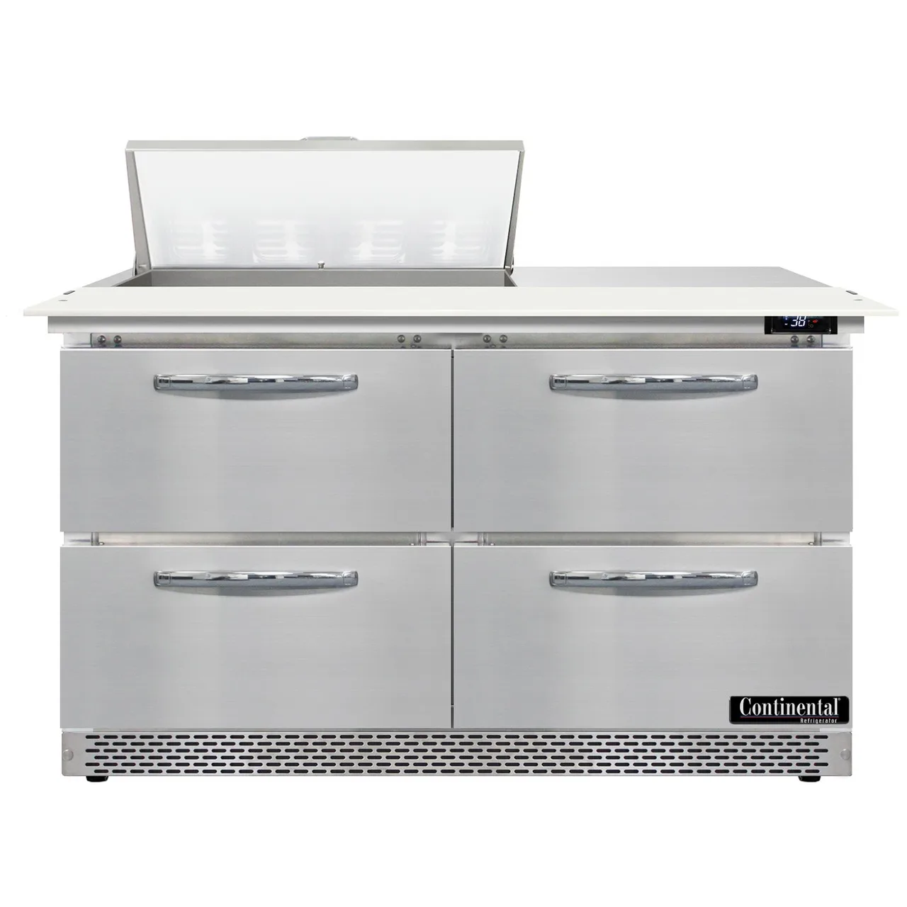 Continental Refrigerator D48N8C-FB-D 48" Two Section Sandwich / Salad Prep Table w/ 4 Drawers, 8 Pans