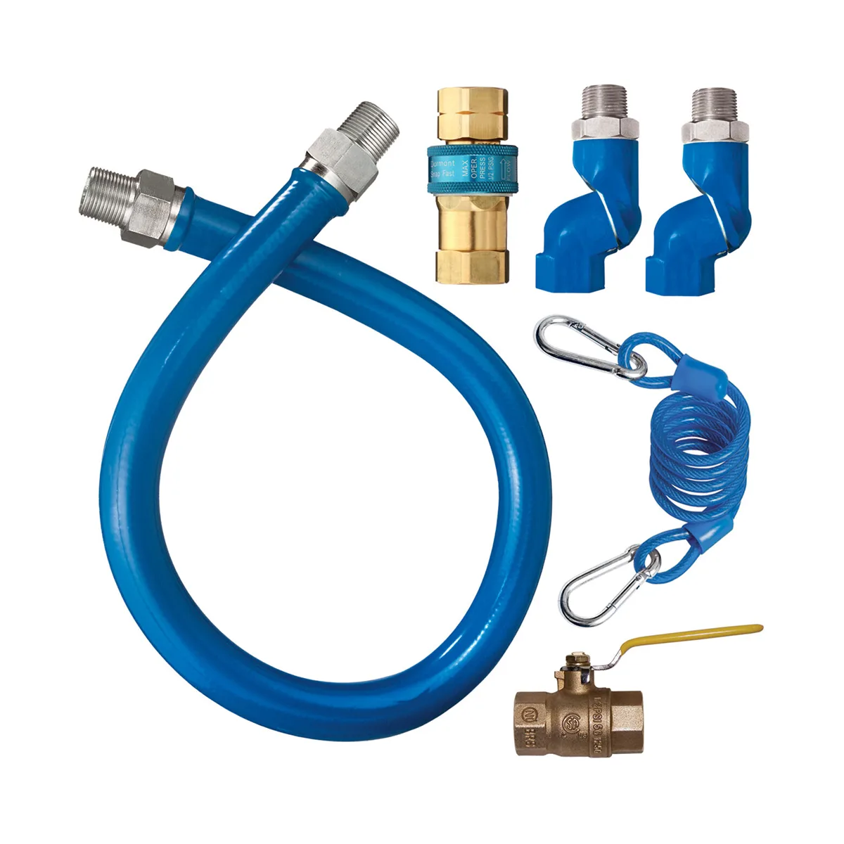 Dormont 16100KIT2S36 Deluxe SnapFast 36" Gas Connector Kit w/ Two Swivels, Restraining Cable, 1" Dia.