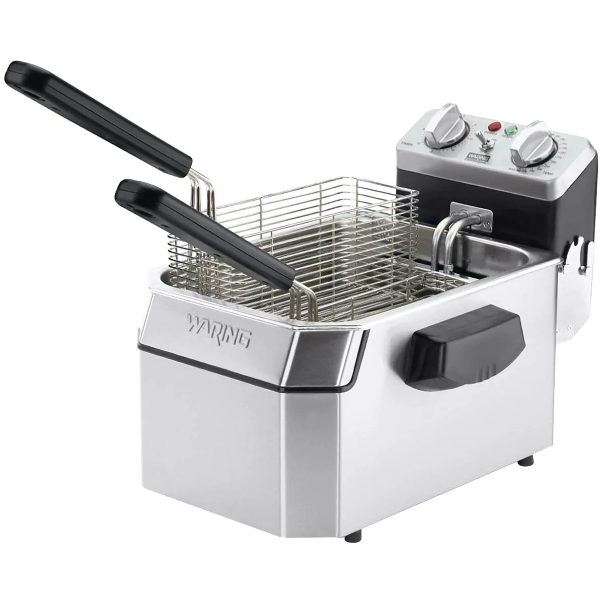 Waring WDF1000 Full Pot Countertop Electric Fryer w/ 10-Lb. Capacity, 2 Twin & 1 Large Basket
