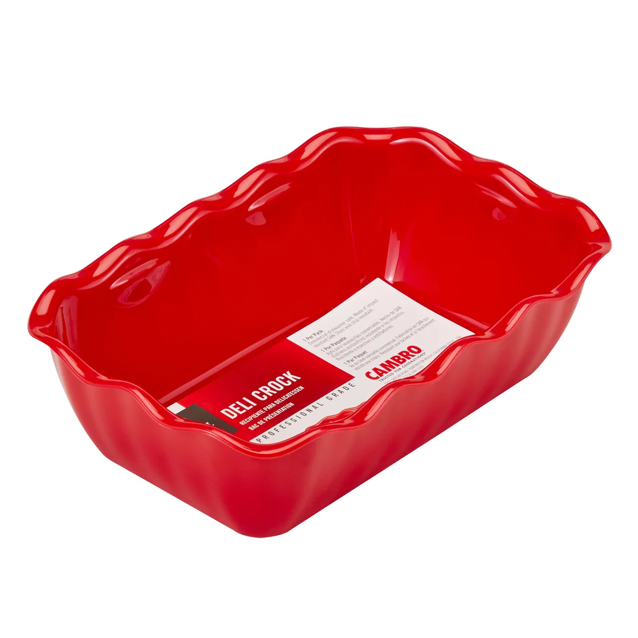 Cambro DC5404 - 2.2 Qt Rect Deli Crock, 10-5/16" x 6-13/16" Red SAN, NSF, Impact/Chip Resistant