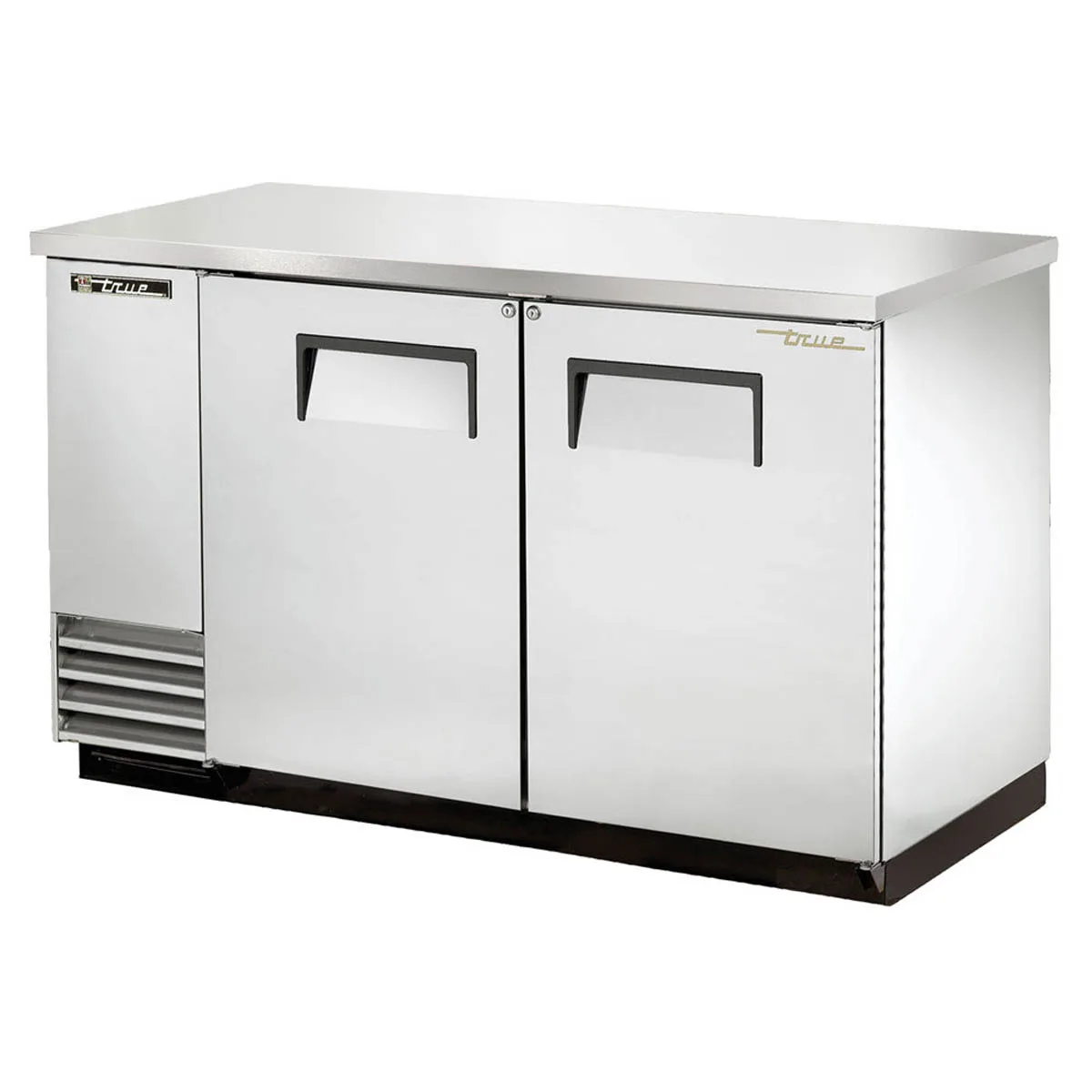 True TBB-2-S-HC 58" Two Solid Swing Door Stainless Steel Back Bar Cooler with Hydrocarbon