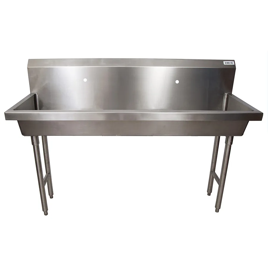 BK Resources MSHS-60F1 60" Freestanding Hand Sink without Faucet - 14 gauge / Single Hole