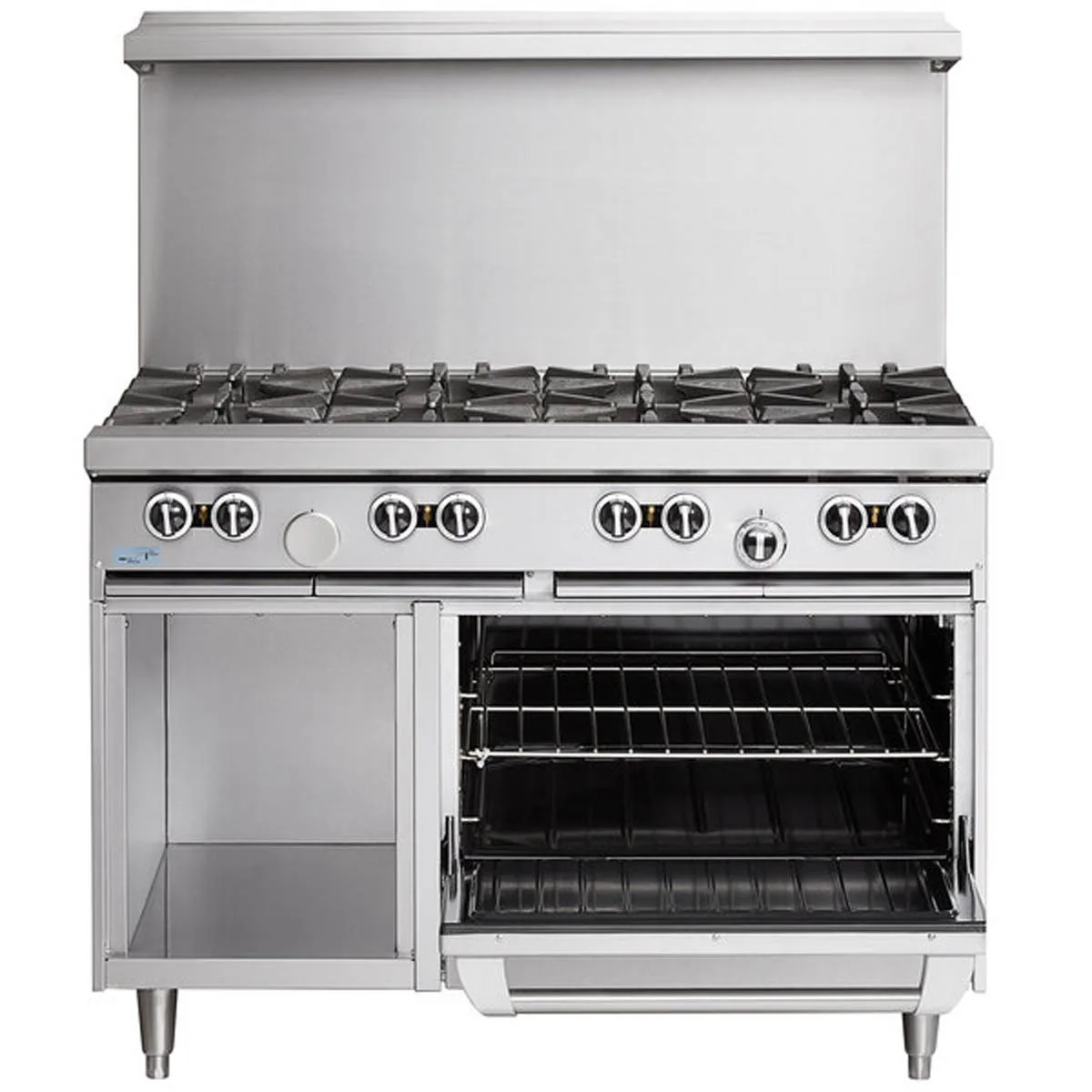 Garland US Range G48-8RS 48" Gas Restaurant Range w/ (8) Open Burners, (1) Standard Oven, (1) Cabinet Base, 302.000 BTU