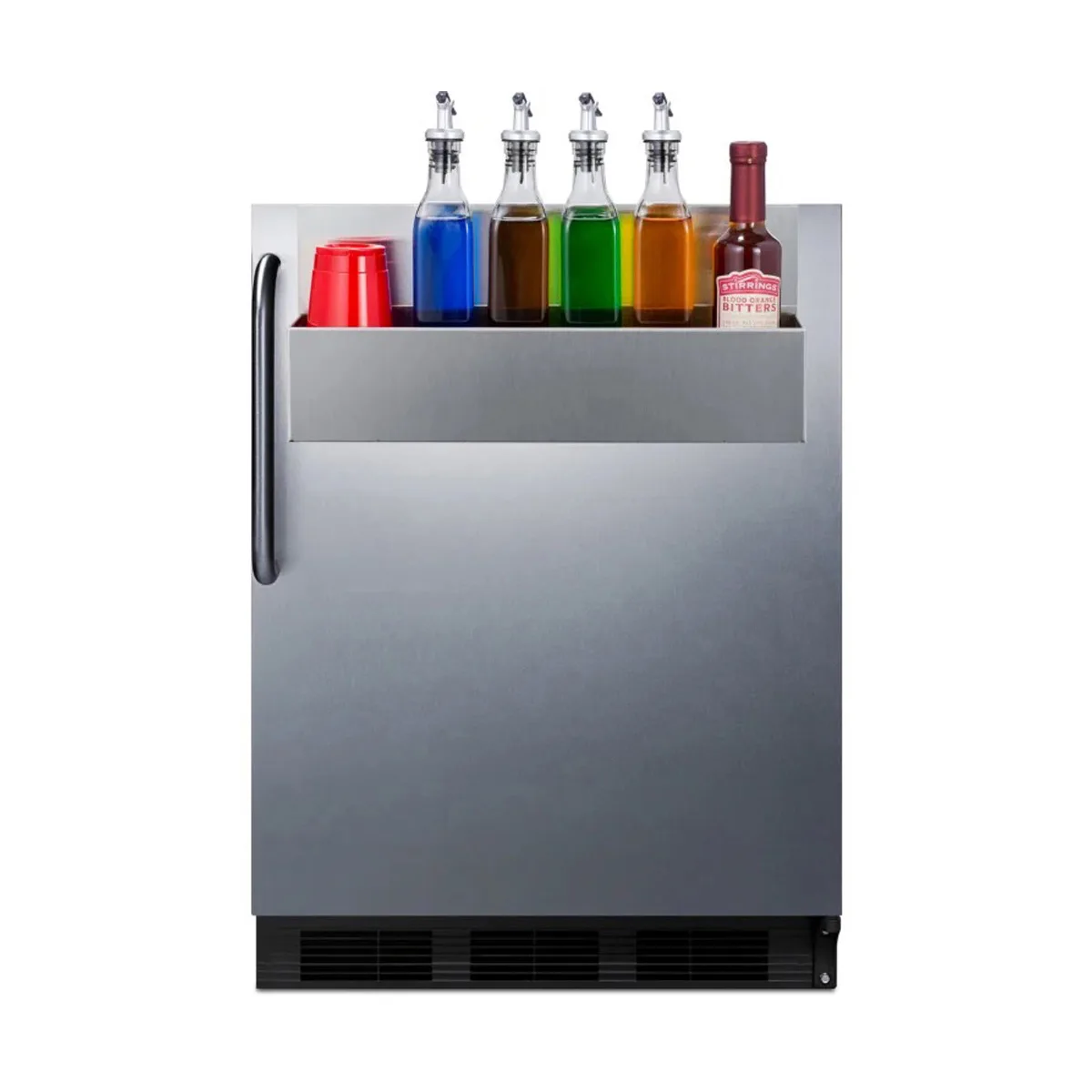 Summit FF7BKSSTBSR 24" Buit-in Undercounter Refrigerator in Black, Stainless Steel Door, 5.5 cu. ft.